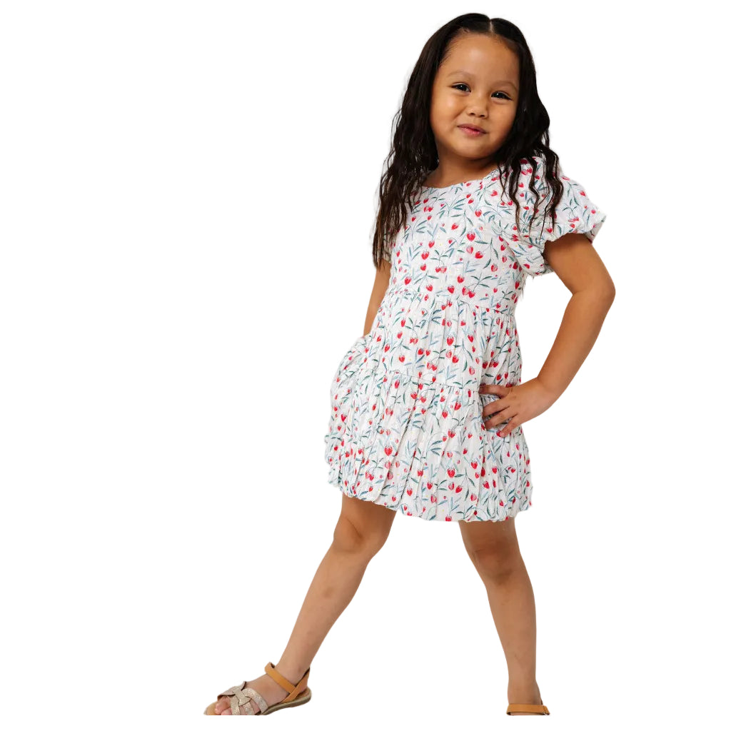 White dress with strawberries