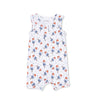 White baby romper with red, white, and blue popsicle  pattern