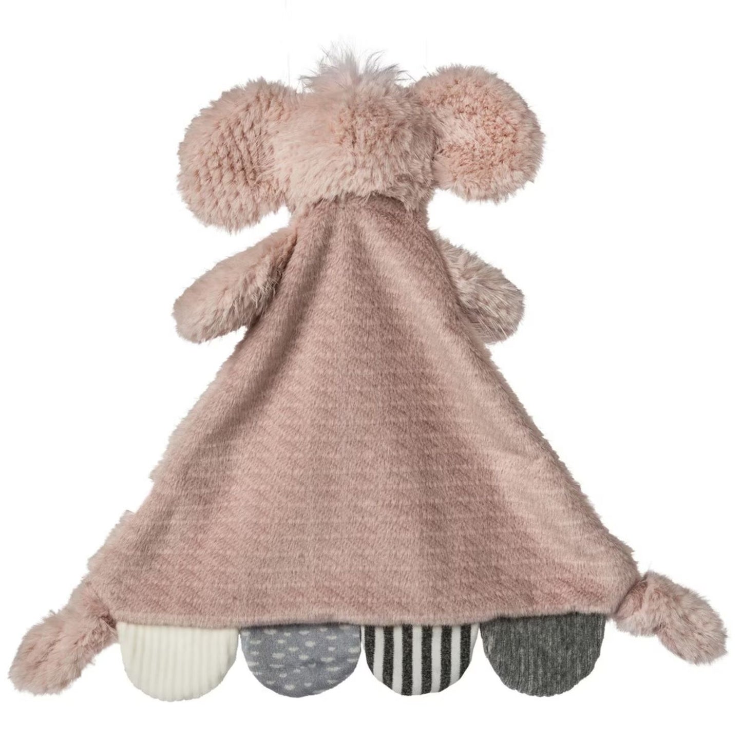 Soft elephant lovey with sensory textures