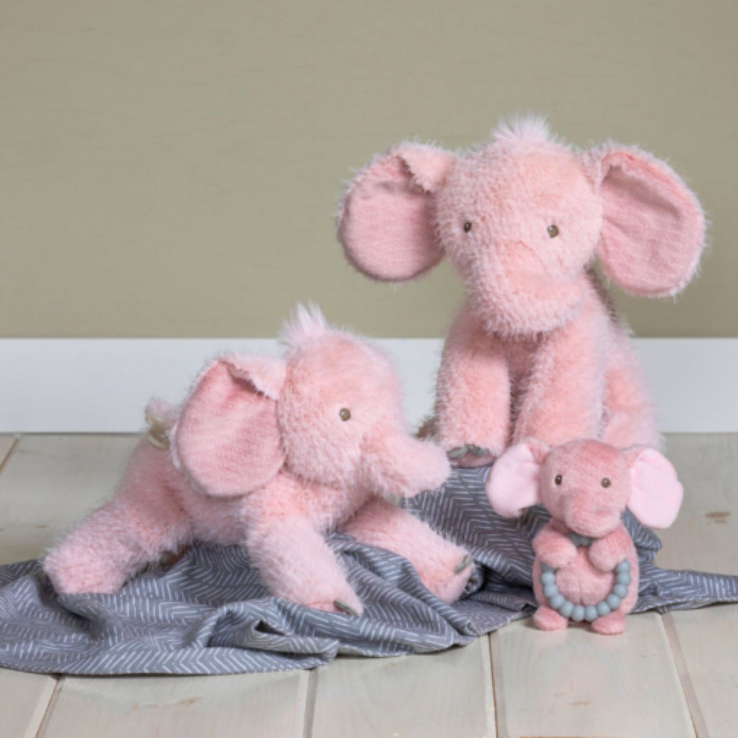 Soft musical elephant plush with soothing wind-up melody