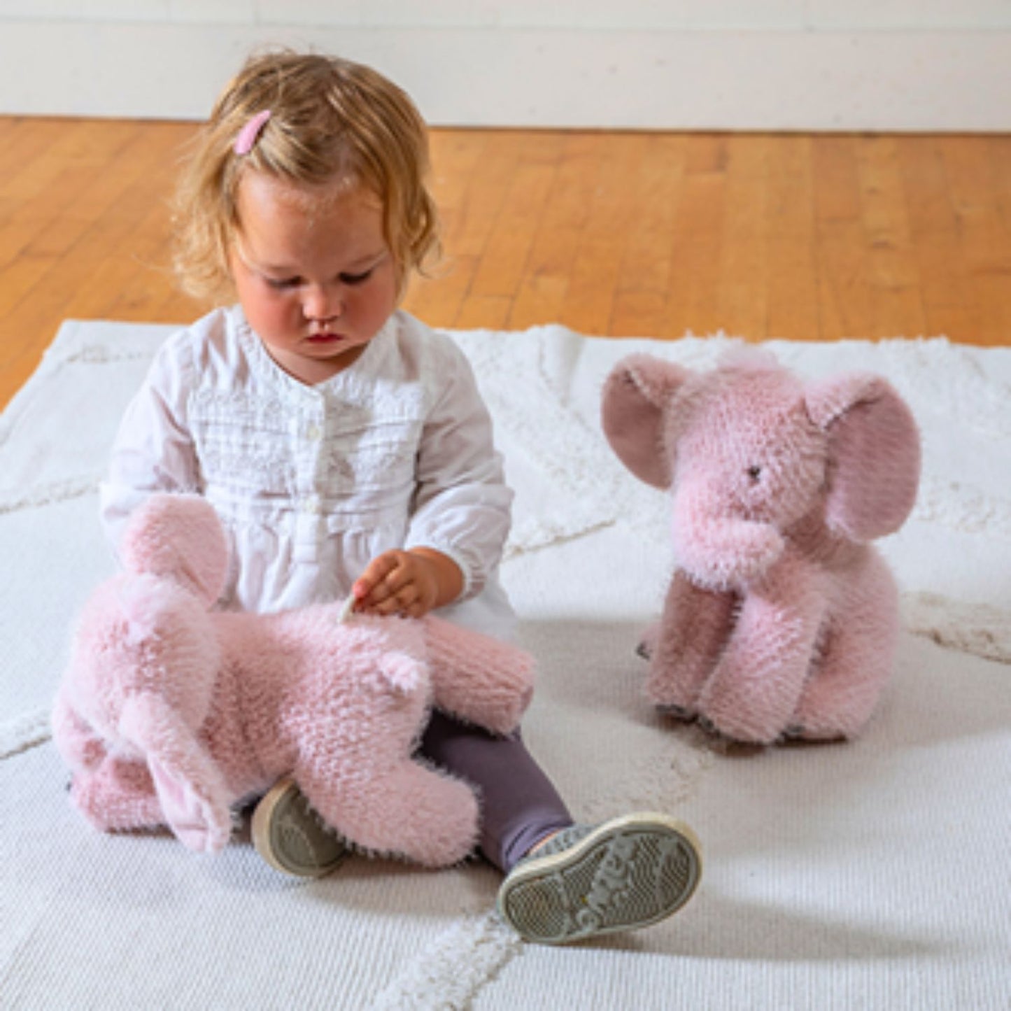 Soft musical elephant plush with soothing wind-up melody