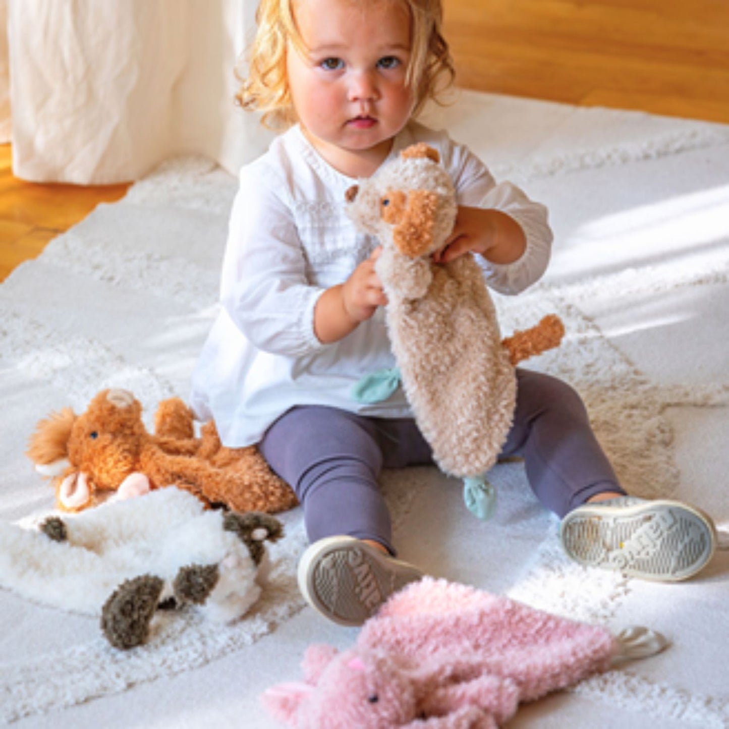 Soft recycled plush lovey made for cozy cuddles