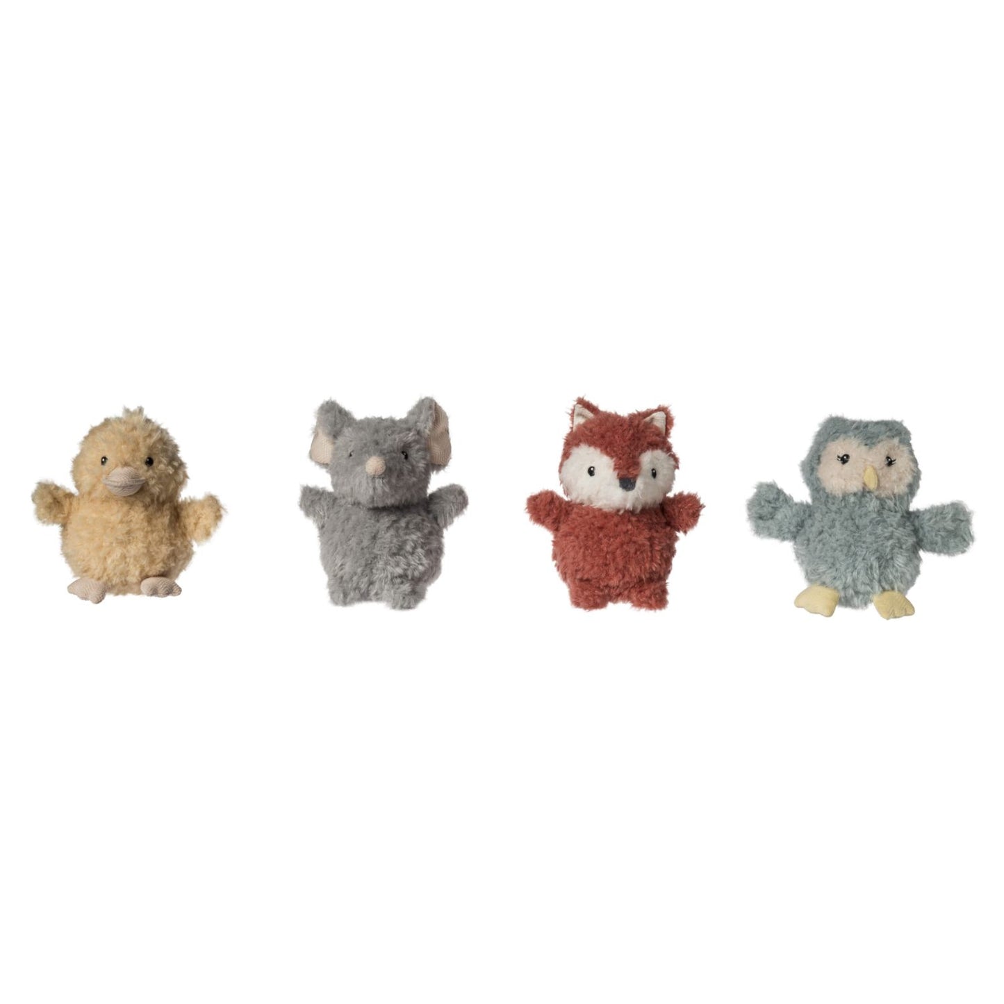 Soft recycled character rattles for mindful baby play