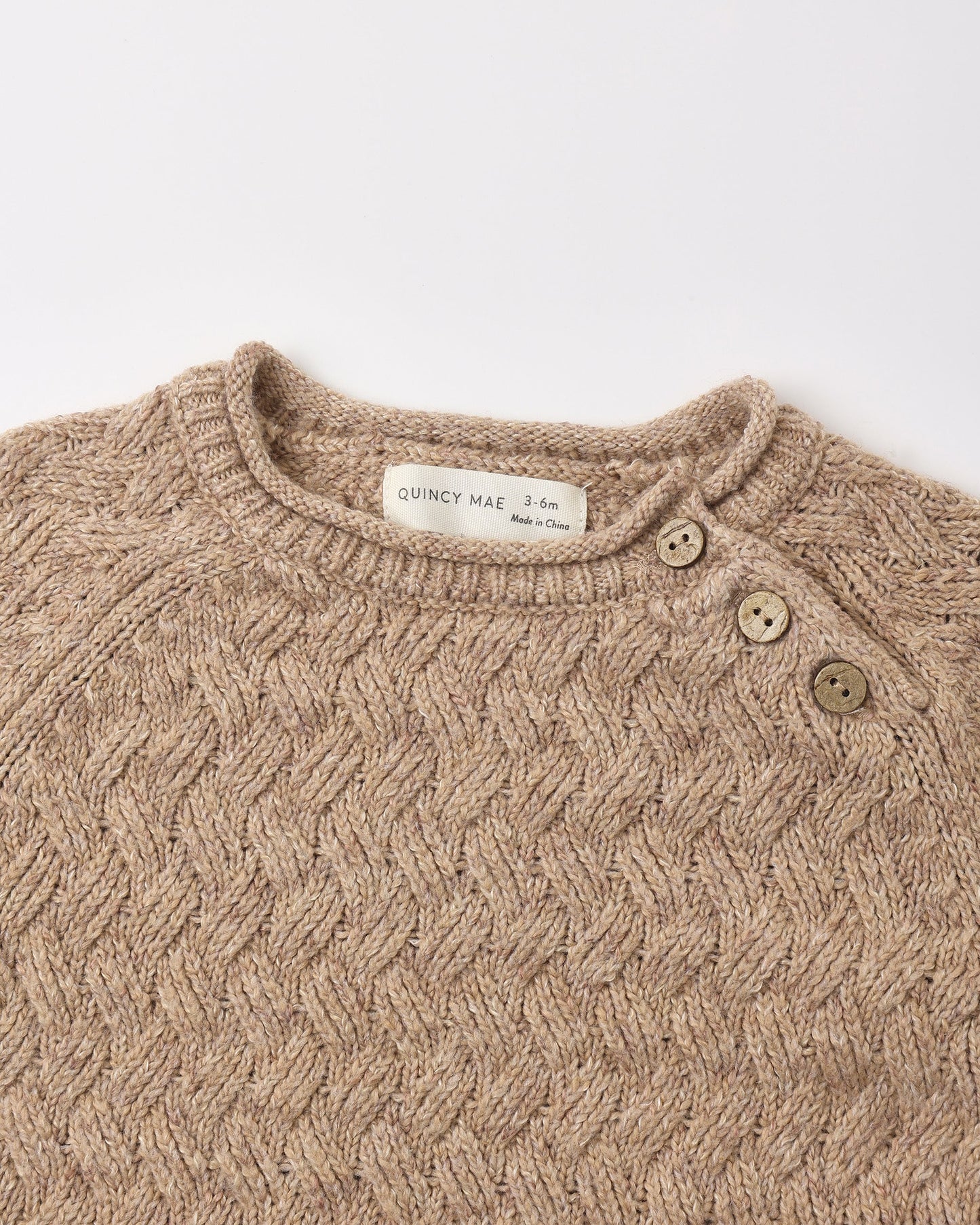 Almond Cozy Knit Romper - detail close-up