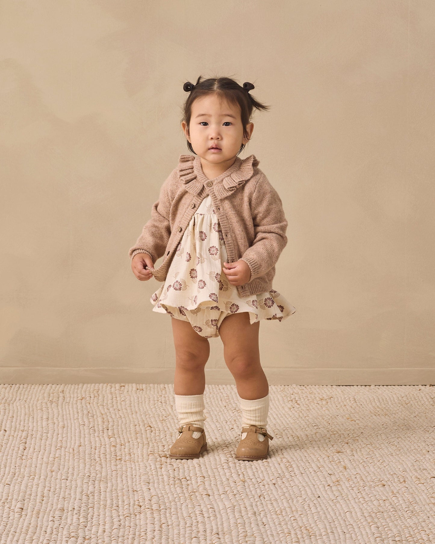 Almond Ruffle Collar Cardigan - studio shot
