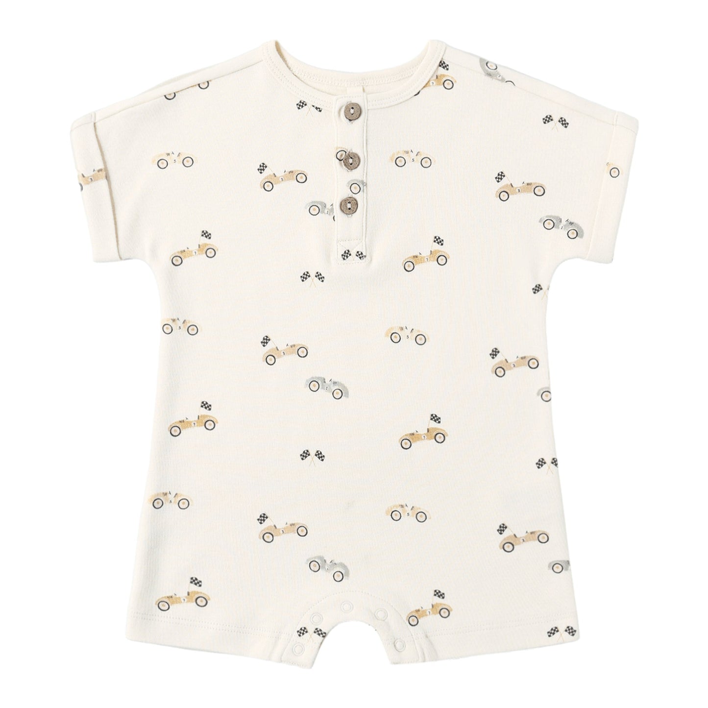 Baby short sleeve romper with car pattern 