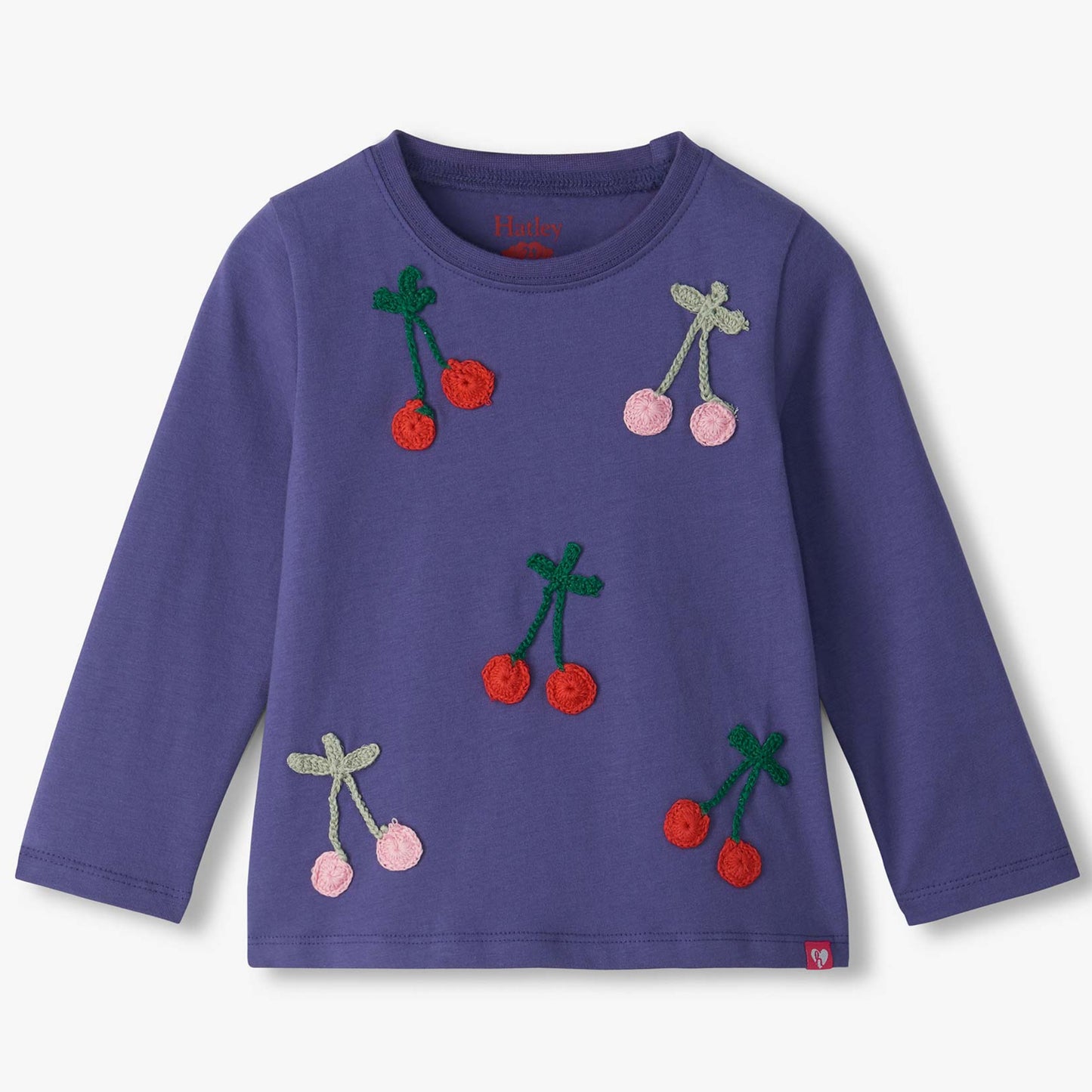 Girls skipper blue cherries print gathered back tee by Hatley