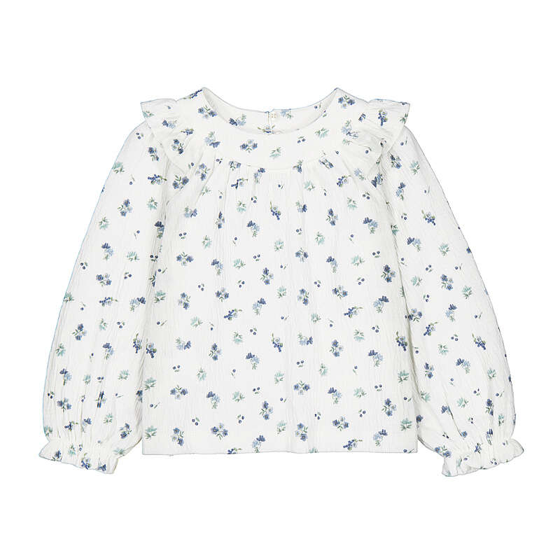 Floral-patterned blouse on a white background