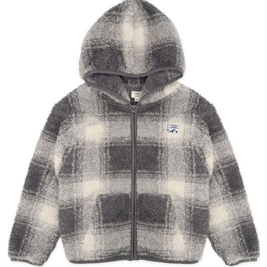Plaid jacket with a hood on a white background