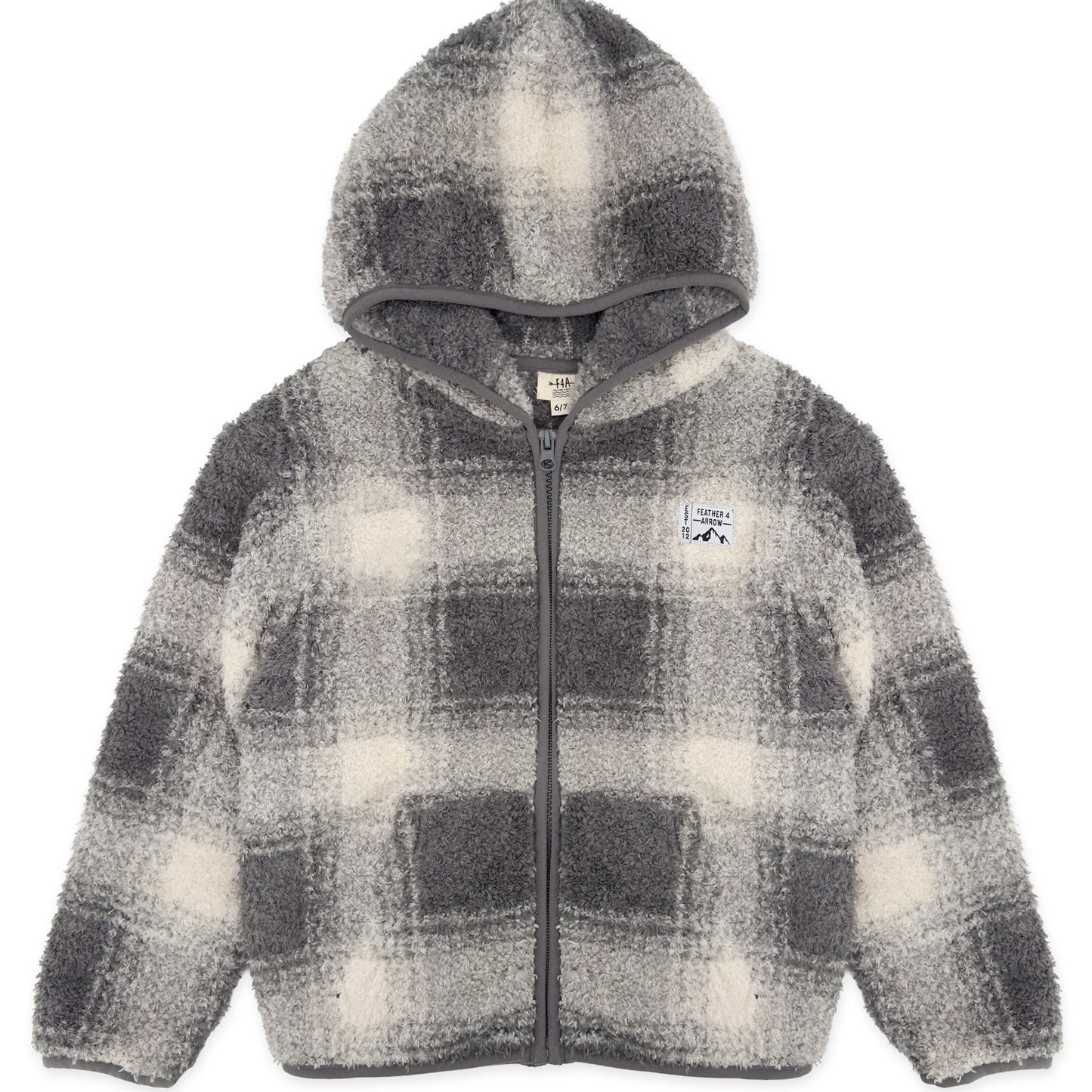 Plaid jacket with a hood on a white background