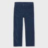 A pair of dark blue slim-fit corduroy pants