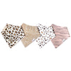 Four patterned bandanas on a white background
