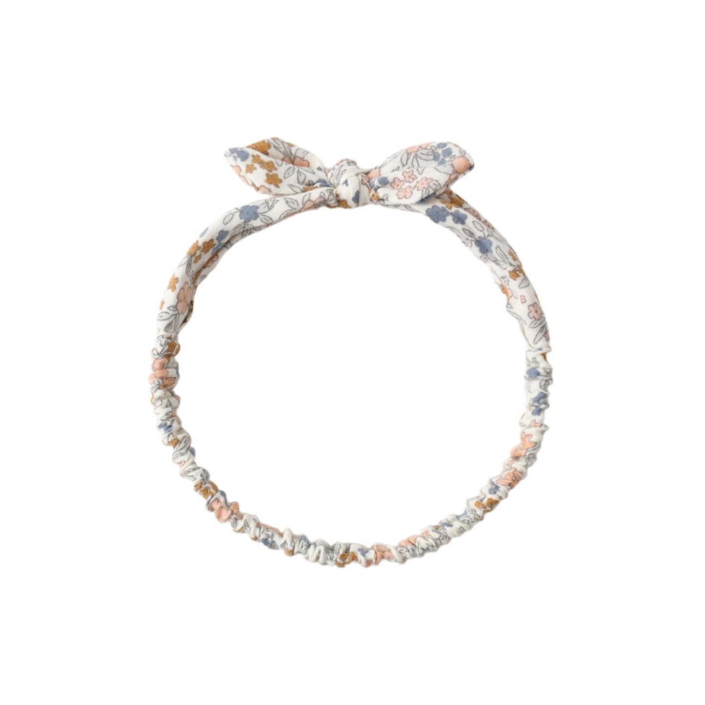 Floral headband with a bow and scrunchy hidden elastic