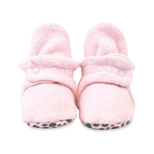 Zutano Baby Pink Cozie Fleece Gripper Booties