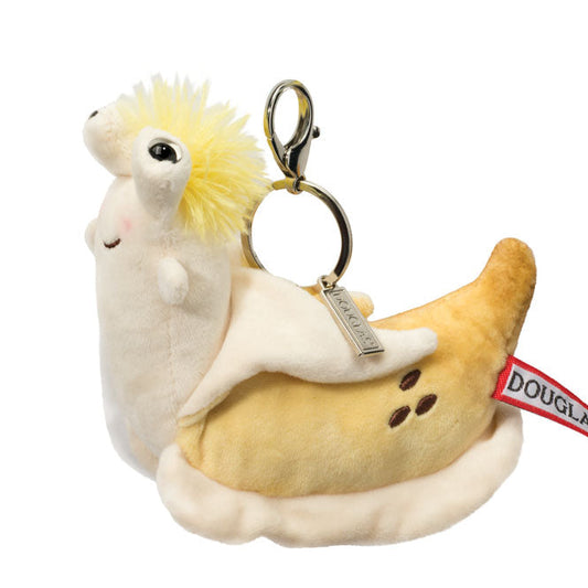 stuffed yellow banana slug on keychain