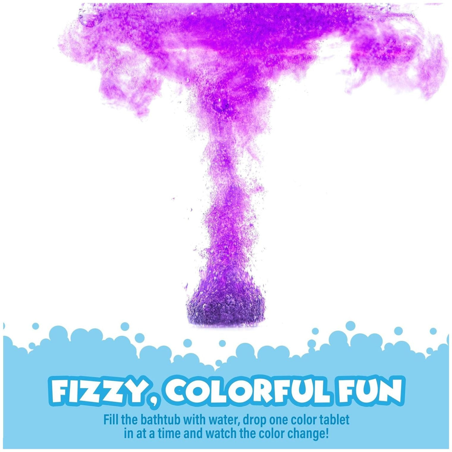 Colorful fizzy bath tablets for creative kids' play