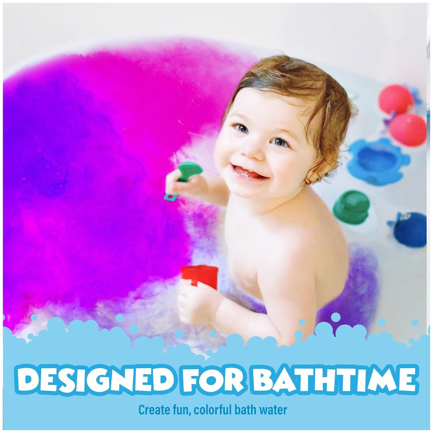 Colorful fizzy bath tablets for creative kids' play