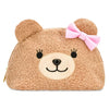 Soft sherpa cosmetic bag with teddy bear charm