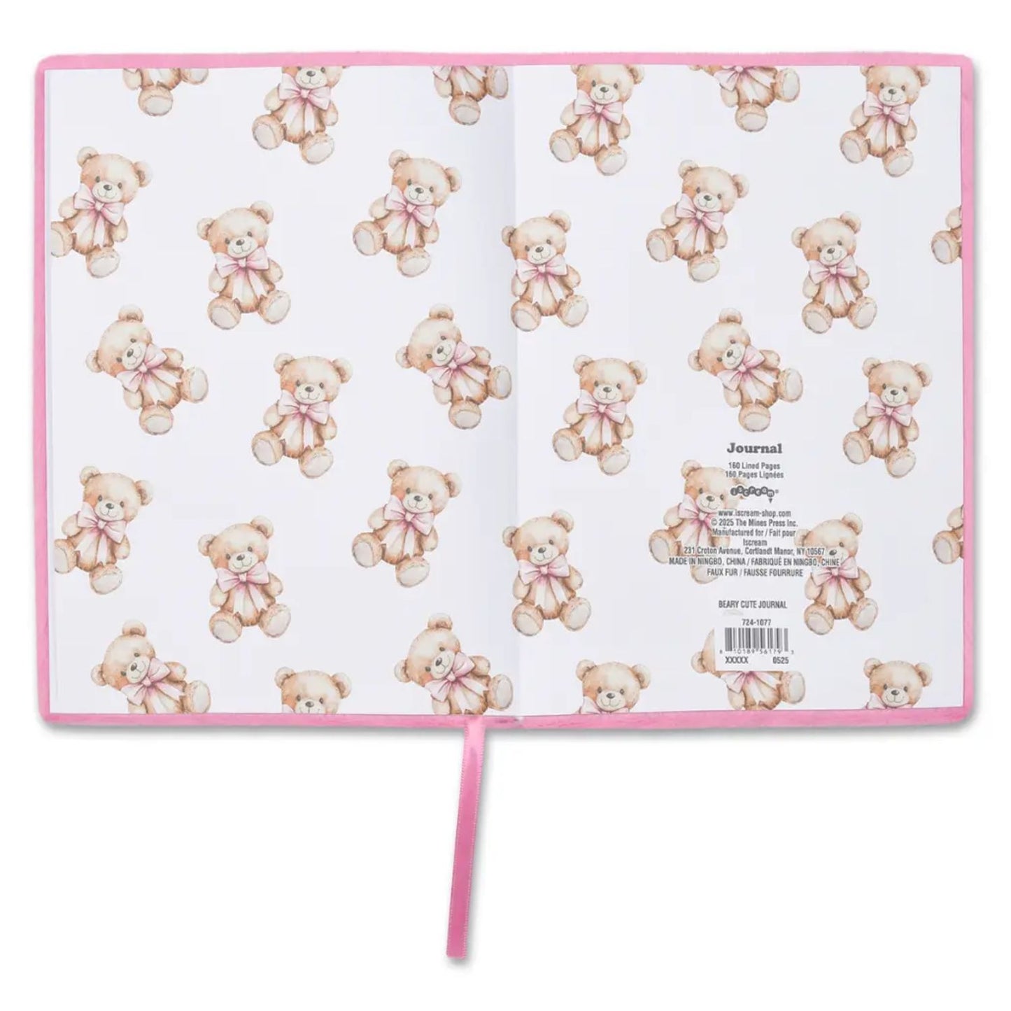 Furry journal with bow and colorful lined pages