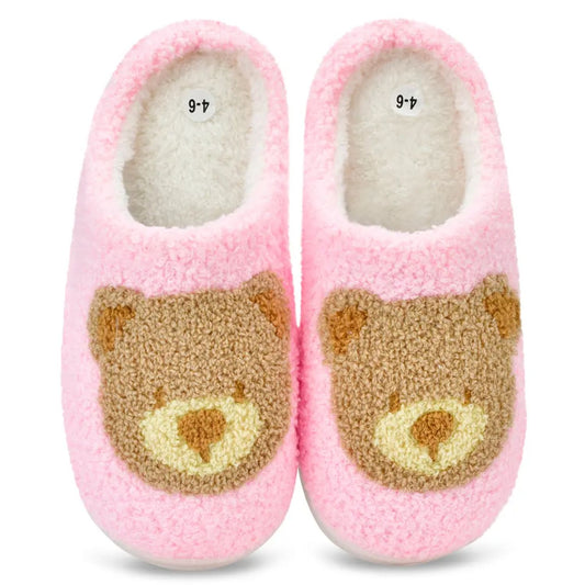 Cozy teddy bear slippers with skid-resistant soles