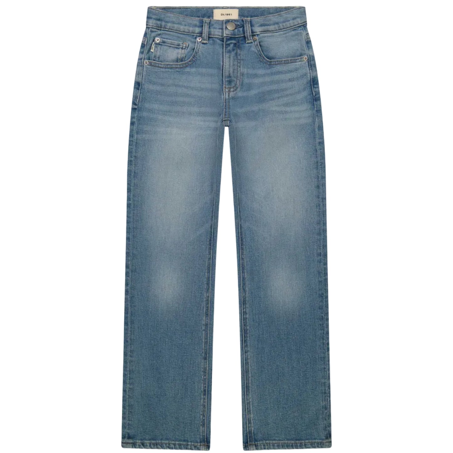 Blue jeans on a light gray background