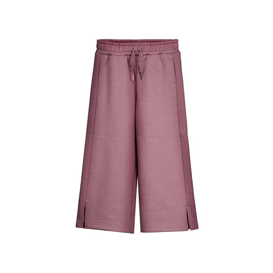 Mauve wide-leg pants with drawstring waist on a white background