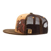 Kids brown flat bill hat with bold bison design