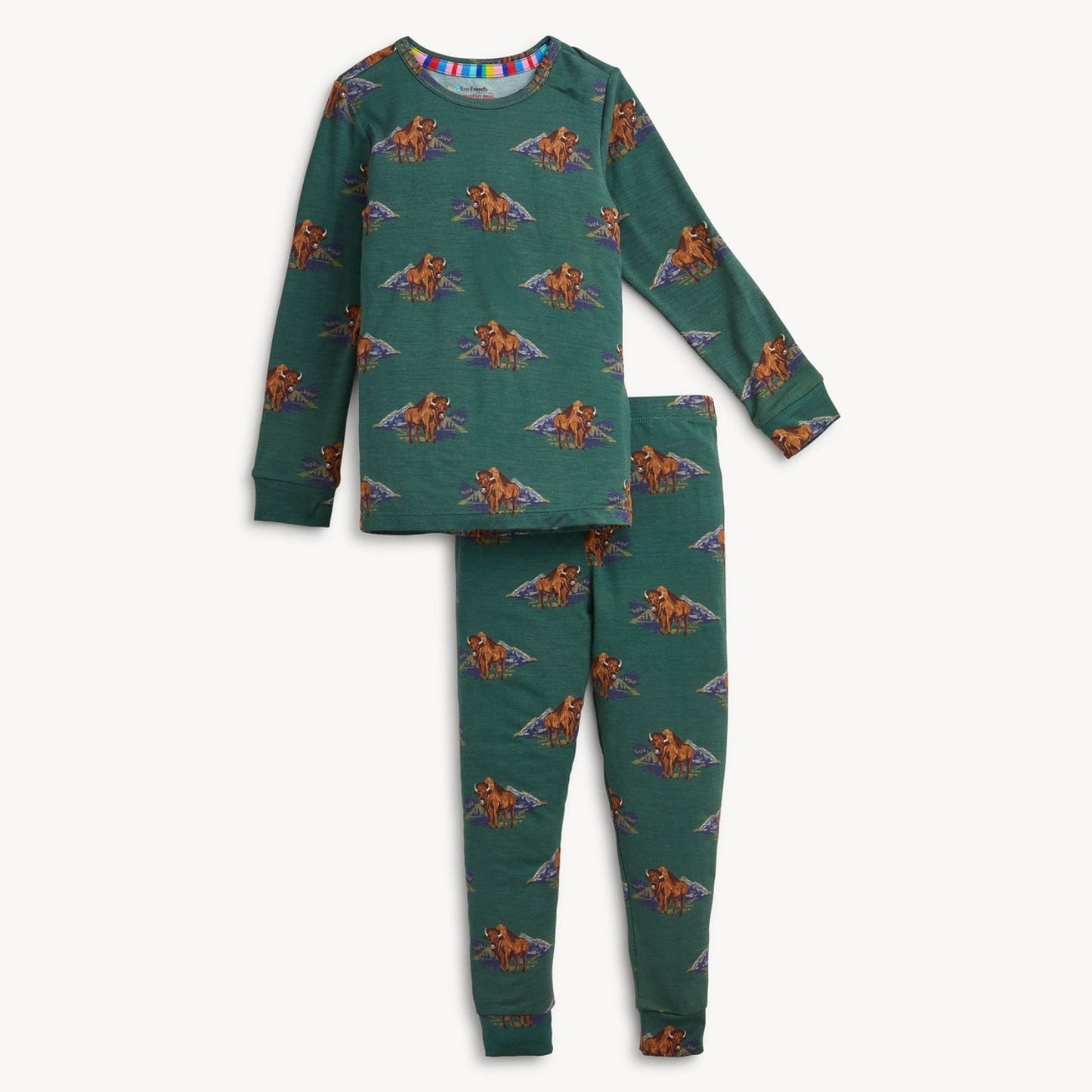 Green Bison Pajamas - Baby - Magnetic Me modal PJ set