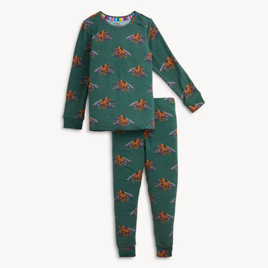 Green long sleeve Bison Pajamas by Magnetic Me