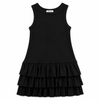 Black tiered dress on a white background
