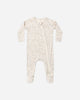 Bloom Bamboo Zip Footie flat lay - Quincy Mae bamboo footie, bloom print