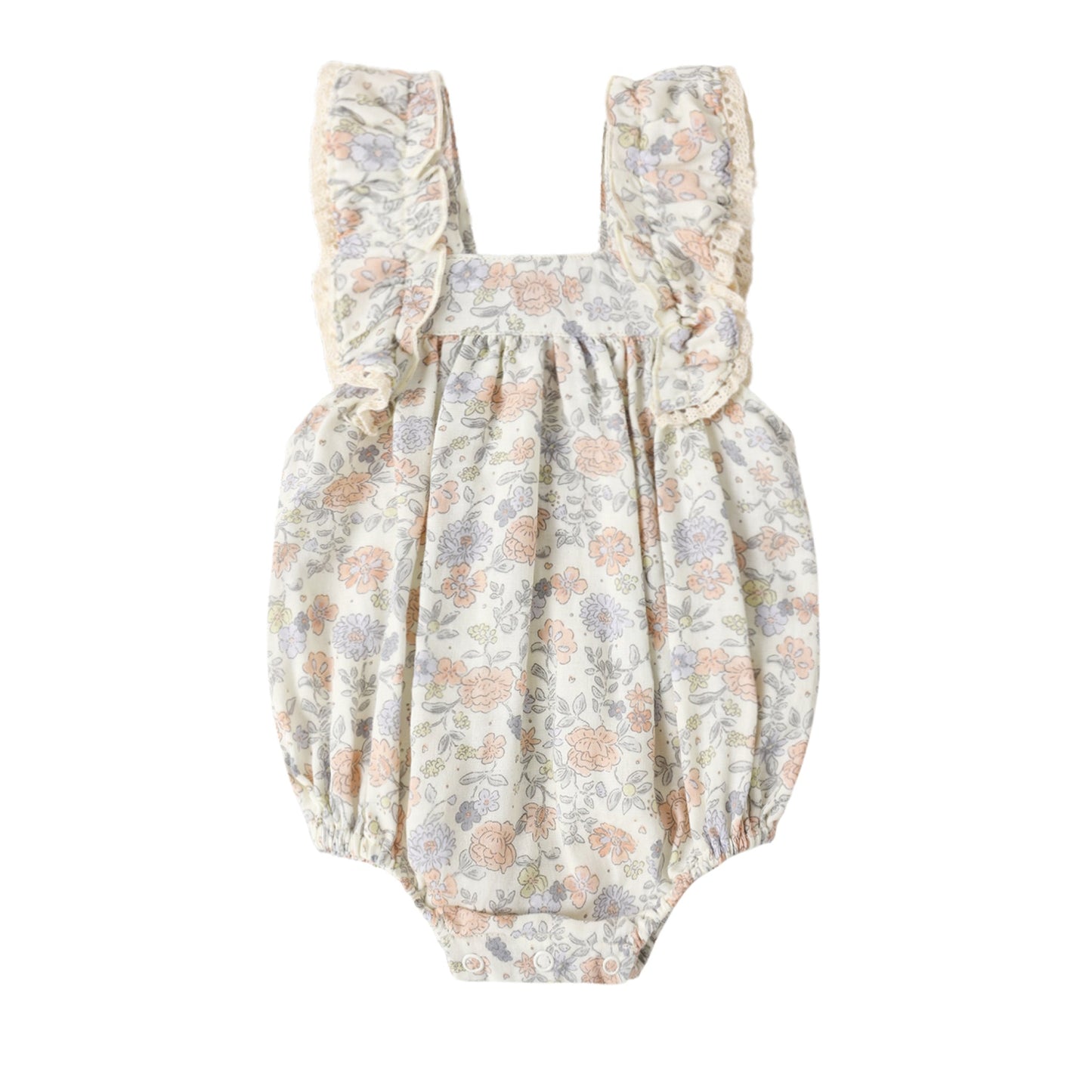 Floral baby bubble with ruffle straps