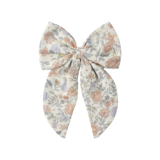 Floral bow hair clip