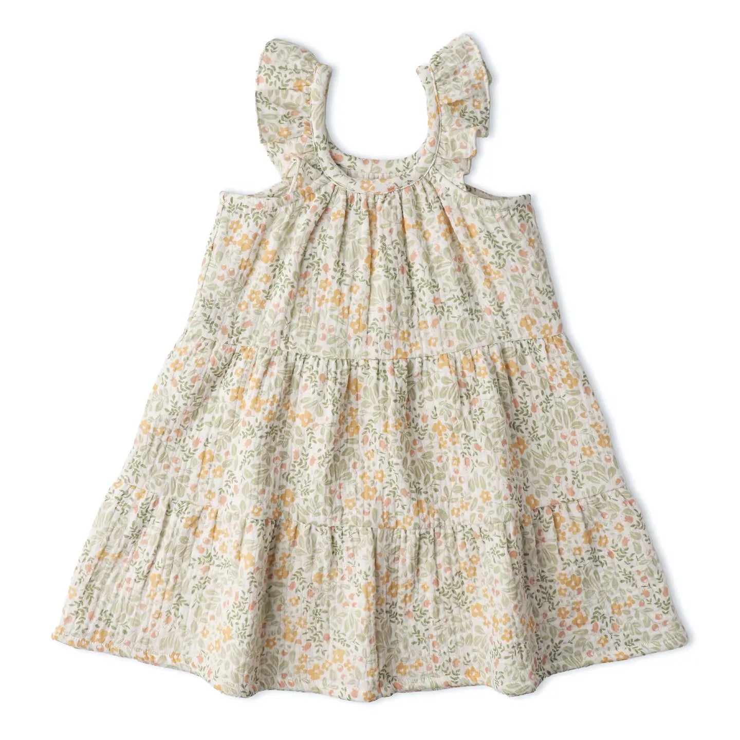 Floral dress with ruffled sleeves