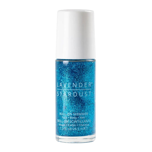 Blue roll-on glitter for face, hair, and body
