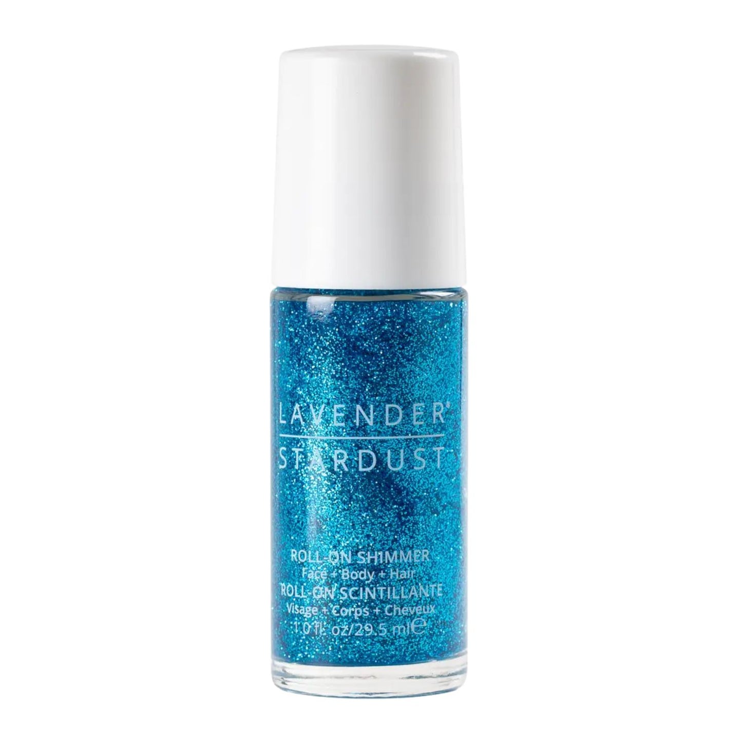 Blue roll-on glitter for face, hair, and body