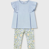 Light blue top and floral leggings set 
