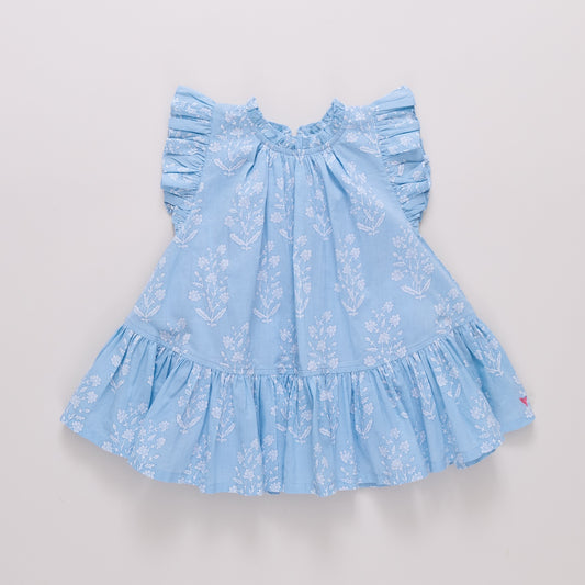Light blue dress with floral pattern