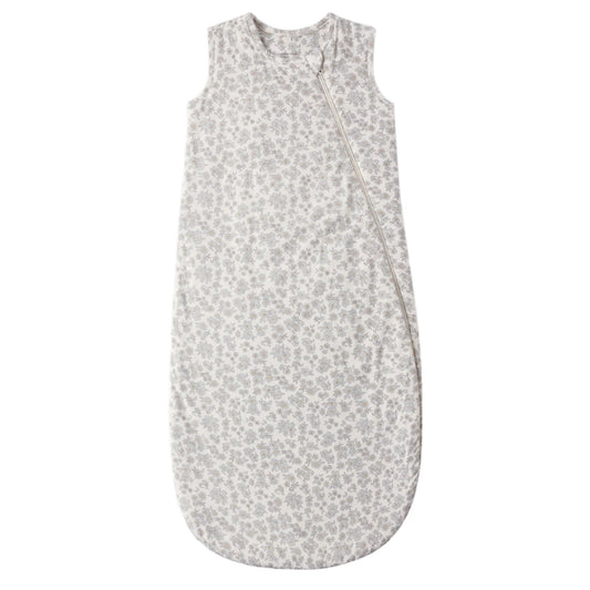 Baby sleeping bag with blue floral pattern