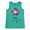 Jade green tank with mosaic flower design