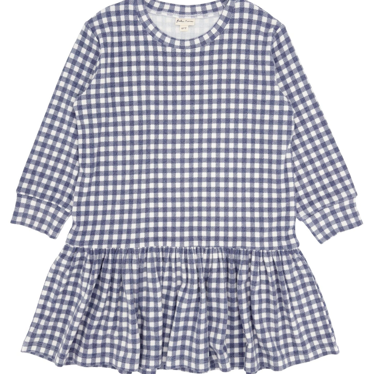 Blue and white checkered dress on a white background