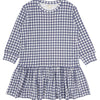 Blue and white checkered dress on a white background