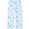 Puppy patterned plush pajama pants with elastic waistband