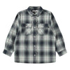 Plaid shirt with a brand logo on a white background