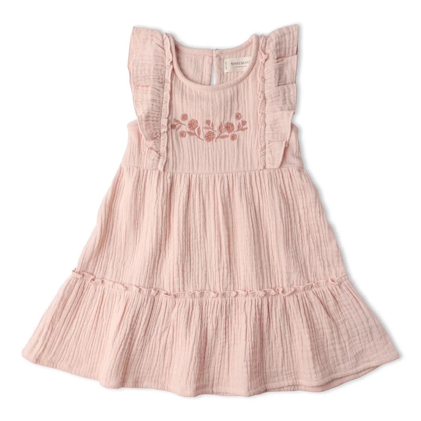 Pink dress with floral embroidery 
