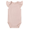 Pink baby onesie with ruffled sleeves