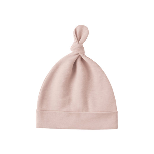 Pink baby hat with a knot 
