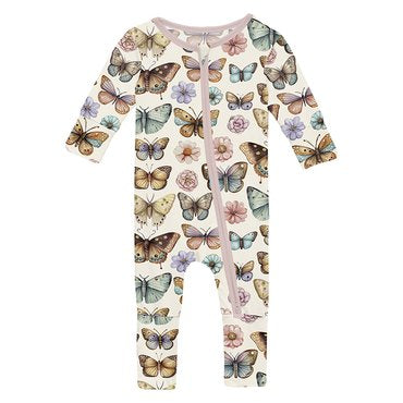 Baby romper with butterfly pattern on a white background