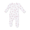 Angel Dear Bows and Hearts zip footie, bows and hearts print, product photo