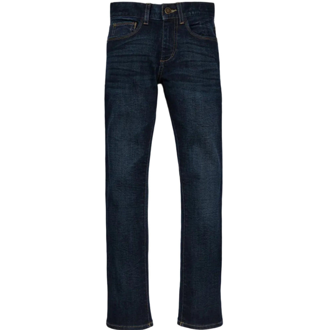 Dark blue jeans on a white background